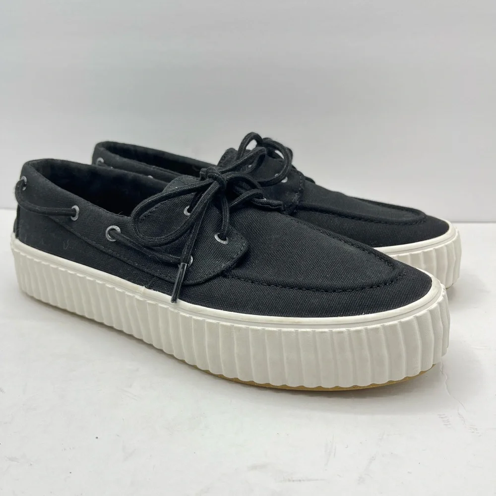 Sperry Women’s Size 10 Pier Wave Boat Platform Sneakers Casual black/white